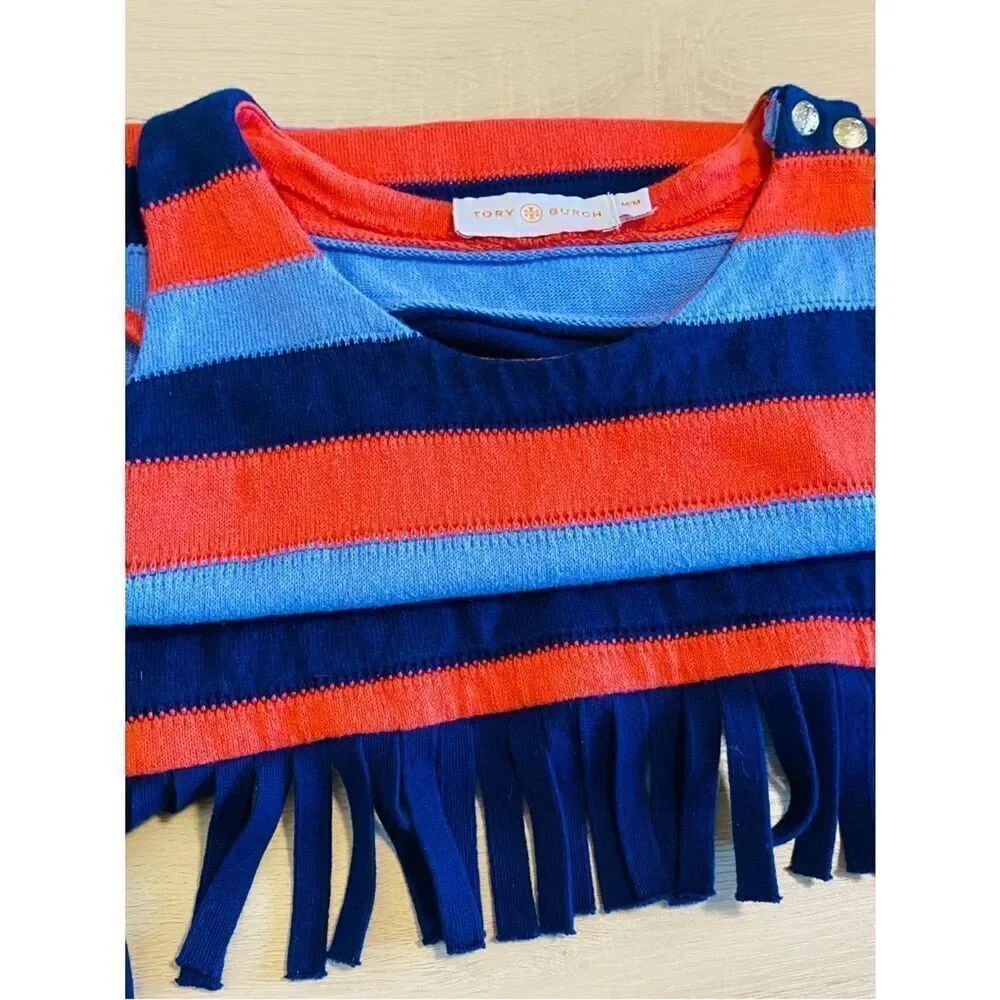 🛍️ Tory Burch Striped Knit Tank Dress in Coral, Light Blue & Navy. Size Medium. - Picture 8 of 14